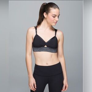Lululemon If You're Lucky Bra, Black and Heathered Black, 10